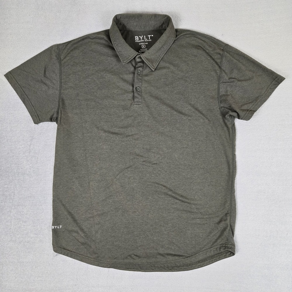 BYLT Signature Polo Shirt Mens XL Green Golf Lightweight Premium Basics